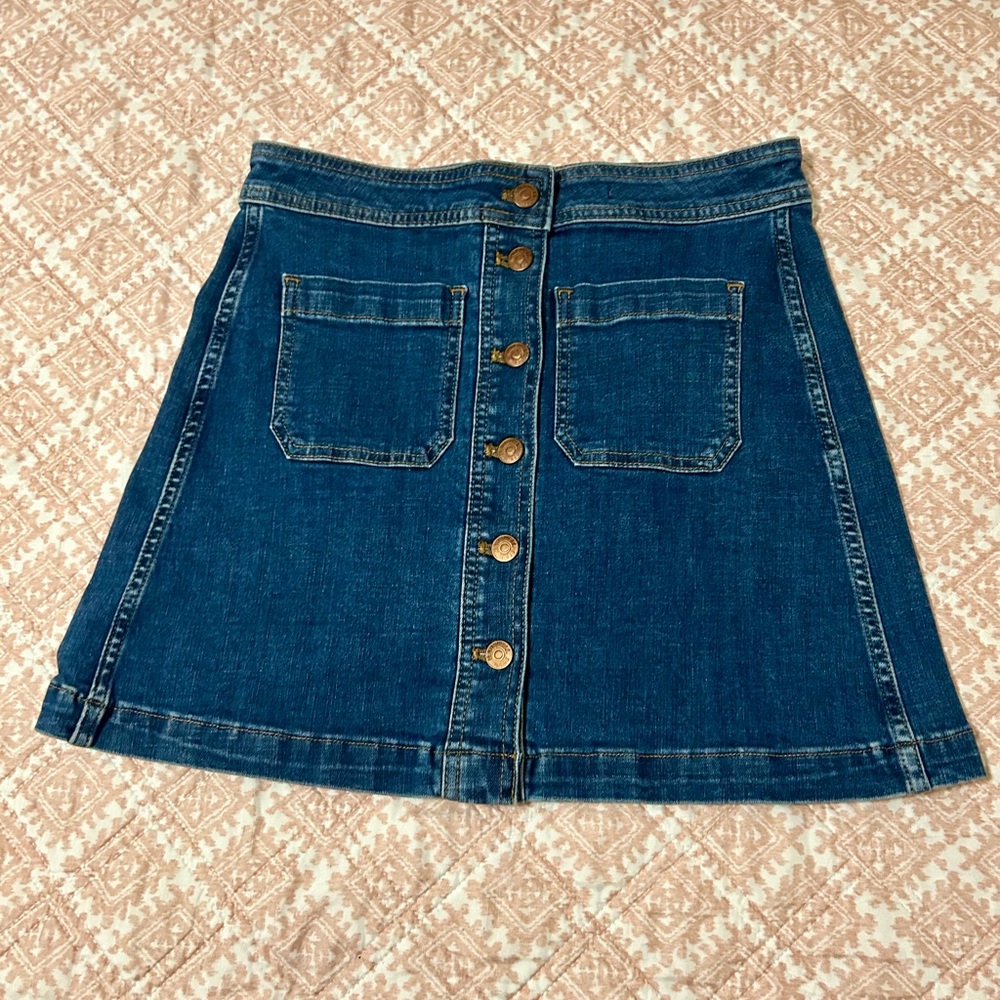 Madewell Skirt Women’s Size 2 Indigo Denim Button-Front Mini Skirt Casual Fall